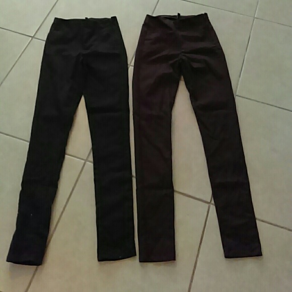 Divided Pants - skinny pants black & plum